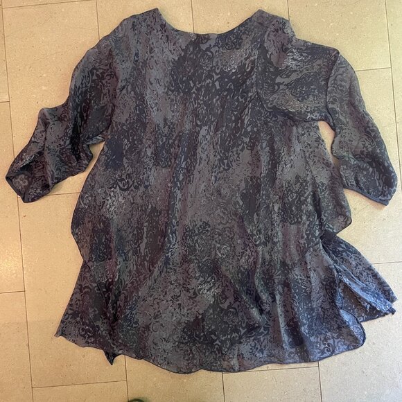 Vivian Shyu Purple Print Silk Tunic Top-Medium - Picture 3 of 9